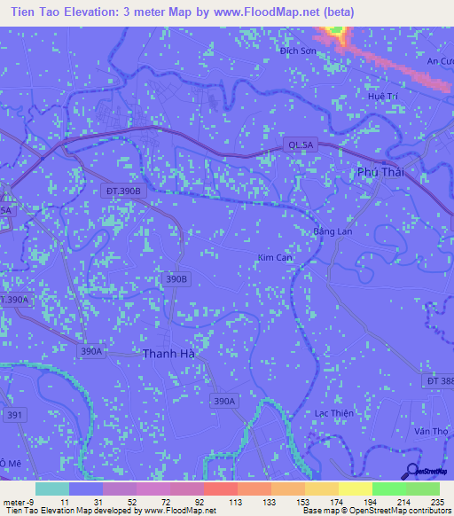 Tien Tao,Vietnam Elevation Map