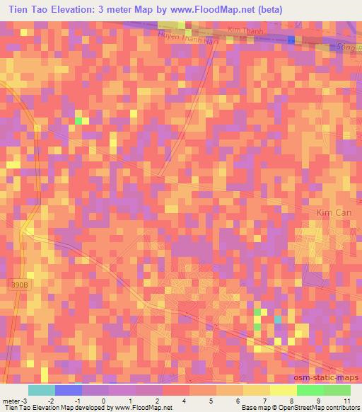 Tien Tao,Vietnam Elevation Map