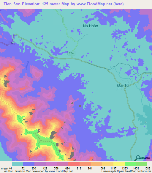 Tien Son,Vietnam Elevation Map