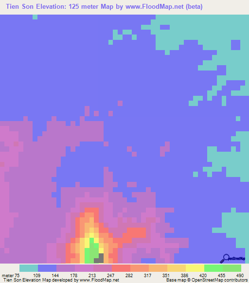 Tien Son,Vietnam Elevation Map