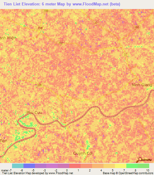 Tien Liet,Vietnam Elevation Map