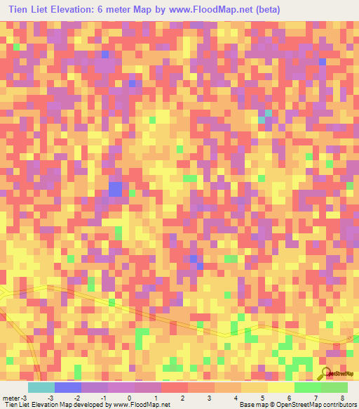 Tien Liet,Vietnam Elevation Map