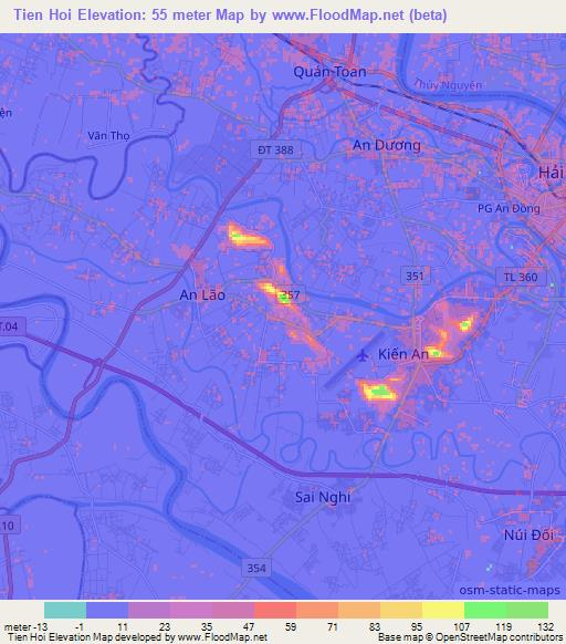 Tien Hoi,Vietnam Elevation Map