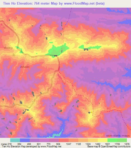 Tien Ho,Vietnam Elevation Map