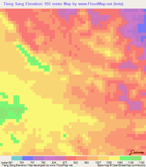 Tieng Sang,Vietnam Elevation Map