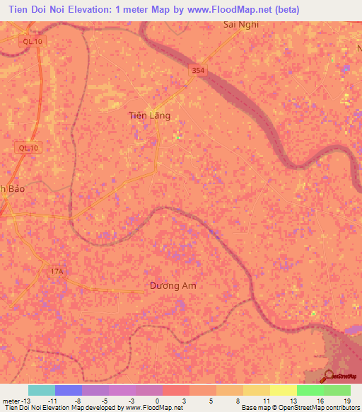 Tien Doi Noi,Vietnam Elevation Map