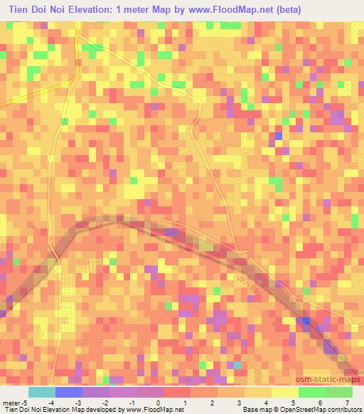 Tien Doi Noi,Vietnam Elevation Map