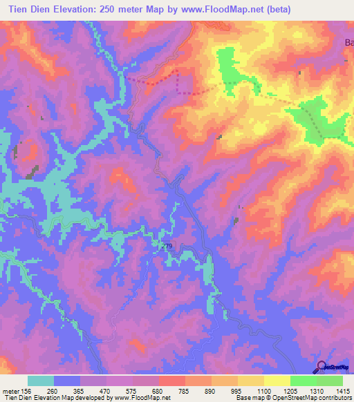 Tien Dien,Vietnam Elevation Map