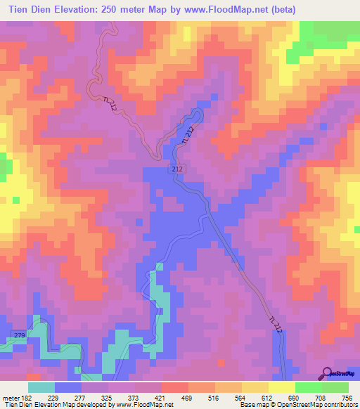 Tien Dien,Vietnam Elevation Map