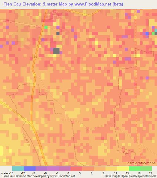 Tien Cau,Vietnam Elevation Map