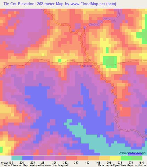 Tie Cot,Vietnam Elevation Map