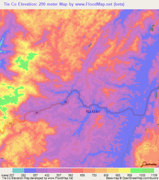 Tie Co,Vietnam Elevation Map