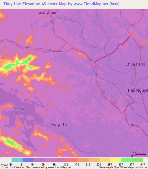 Thuy Uoc,Vietnam Elevation Map