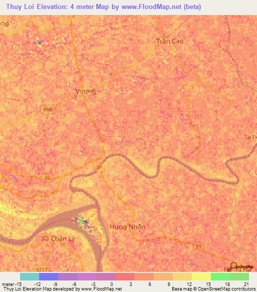 Thuy Loi,Vietnam Elevation Map