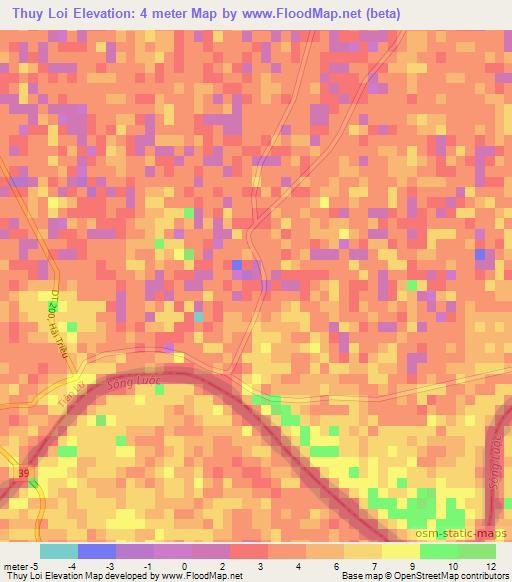 Thuy Loi,Vietnam Elevation Map