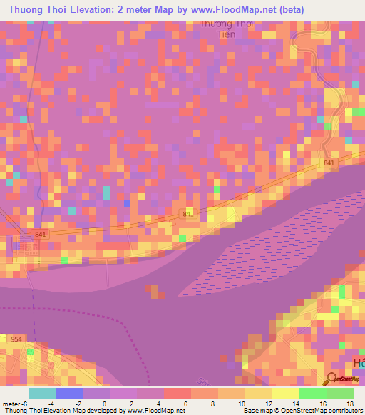 Thuong Thoi,Vietnam Elevation Map