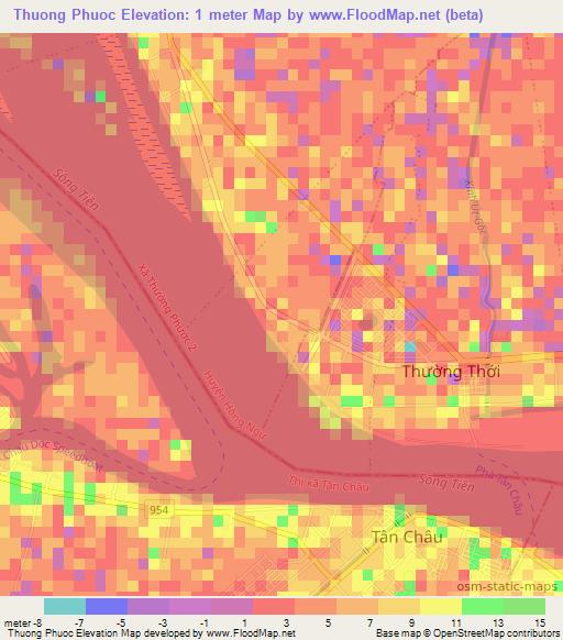 Thuong Phuoc,Vietnam Elevation Map