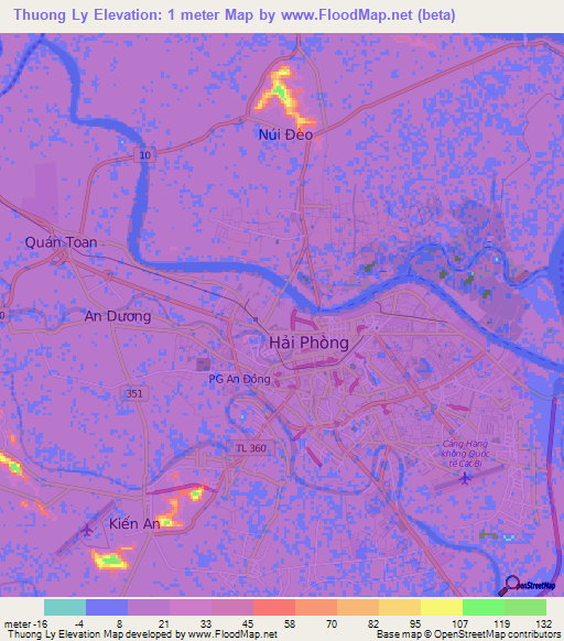 Thuong Ly,Vietnam Elevation Map