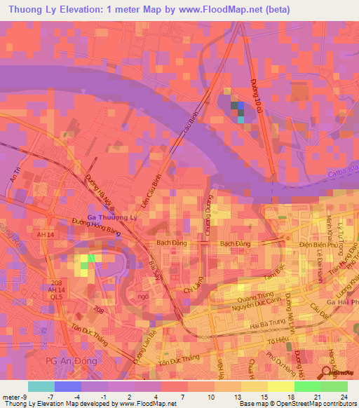 Thuong Ly,Vietnam Elevation Map