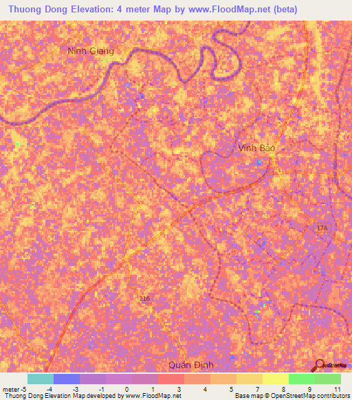 Thuong Dong,Vietnam Elevation Map