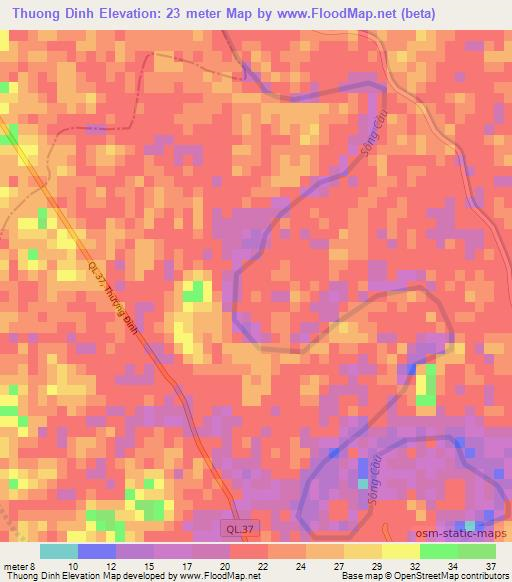 Thuong Dinh,Vietnam Elevation Map