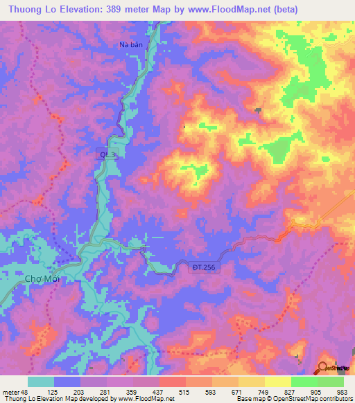 Thuong Lo,Vietnam Elevation Map