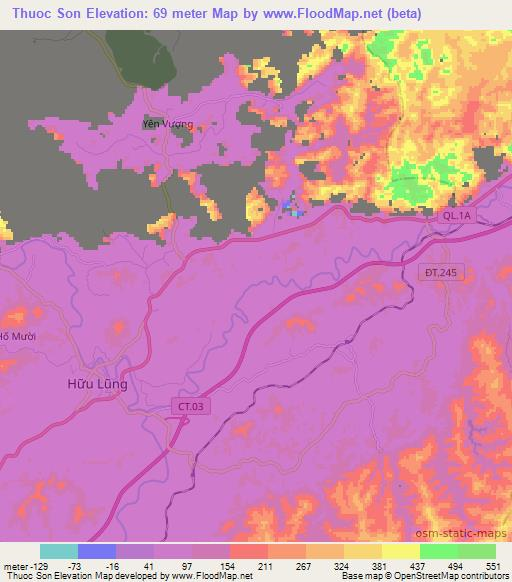 Thuoc Son,Vietnam Elevation Map