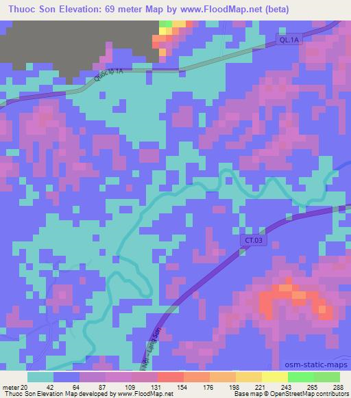 Thuoc Son,Vietnam Elevation Map