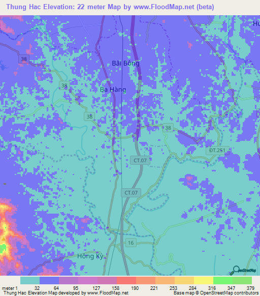 Thung Hac,Vietnam Elevation Map