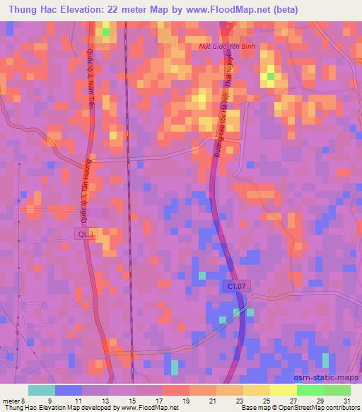 Thung Hac,Vietnam Elevation Map