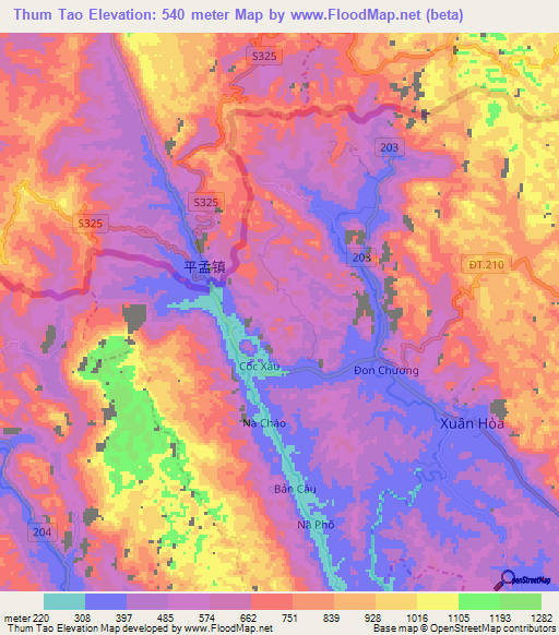 Thum Tao,Vietnam Elevation Map