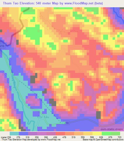 Thum Tao,Vietnam Elevation Map