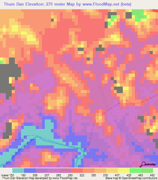 Thum Dan,Vietnam Elevation Map