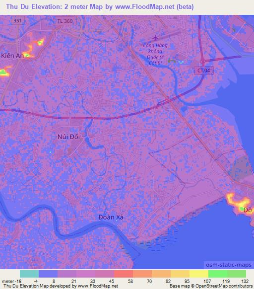 Thu Du,Vietnam Elevation Map