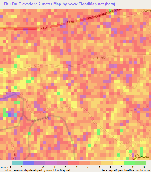 Thu Du,Vietnam Elevation Map