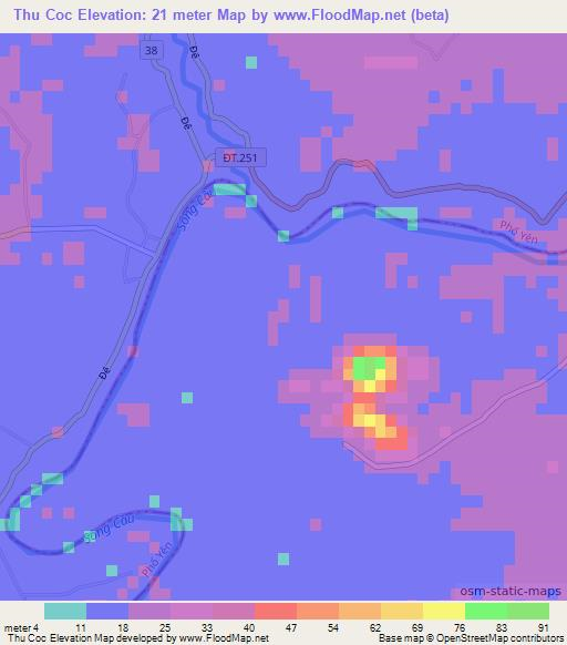 Thu Coc,Vietnam Elevation Map