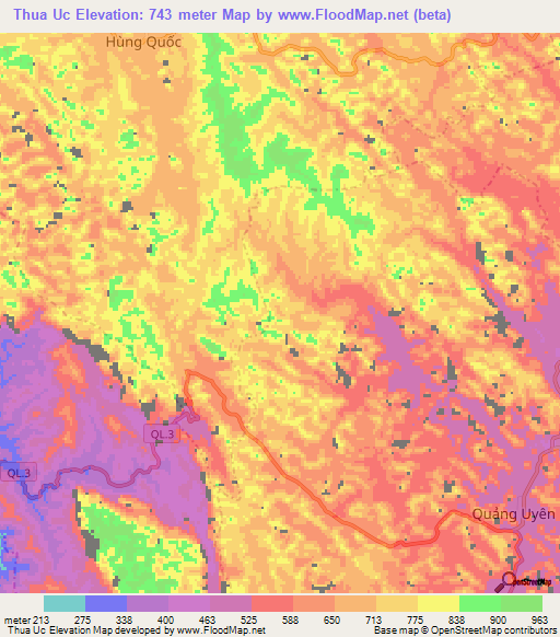 Thua Uc,Vietnam Elevation Map