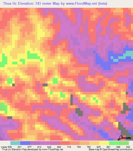 Thua Uc,Vietnam Elevation Map