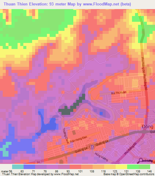 Thuan Thien,Vietnam Elevation Map