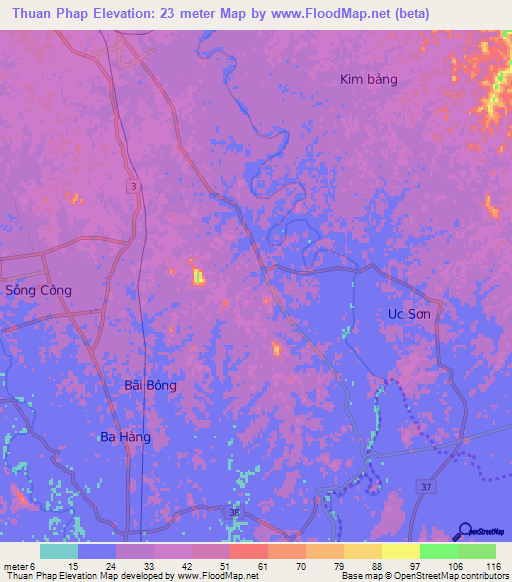 Thuan Phap,Vietnam Elevation Map