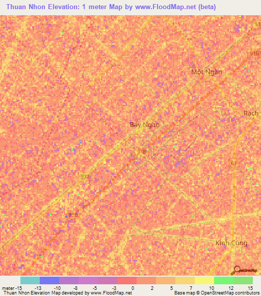 Thuan Nhon,Vietnam Elevation Map