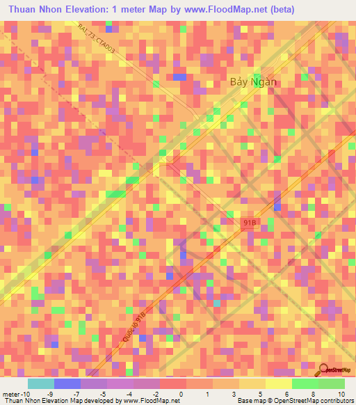 Thuan Nhon,Vietnam Elevation Map