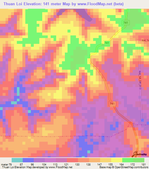 Thuan Loi,Vietnam Elevation Map