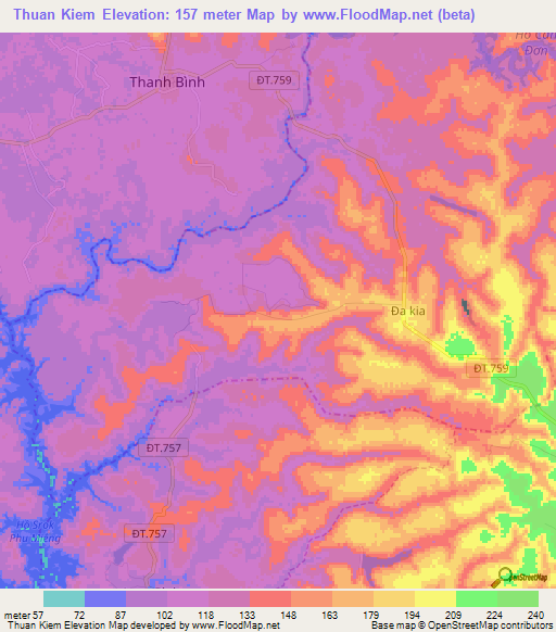 Thuan Kiem,Vietnam Elevation Map