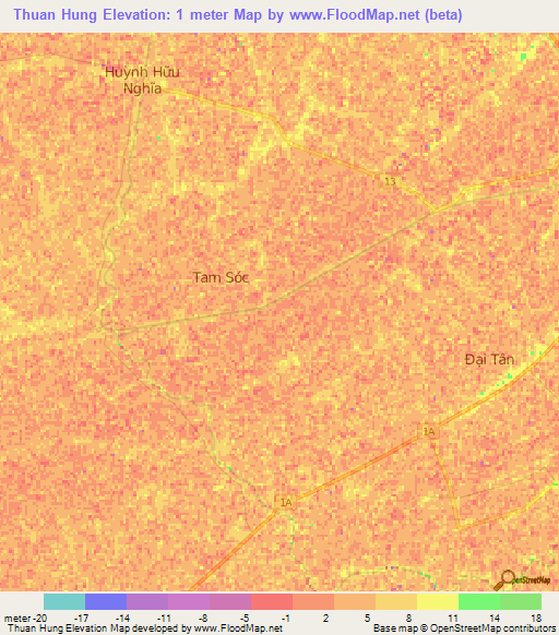 Thuan Hung,Vietnam Elevation Map