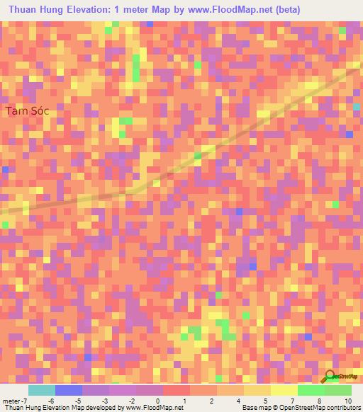 Thuan Hung,Vietnam Elevation Map