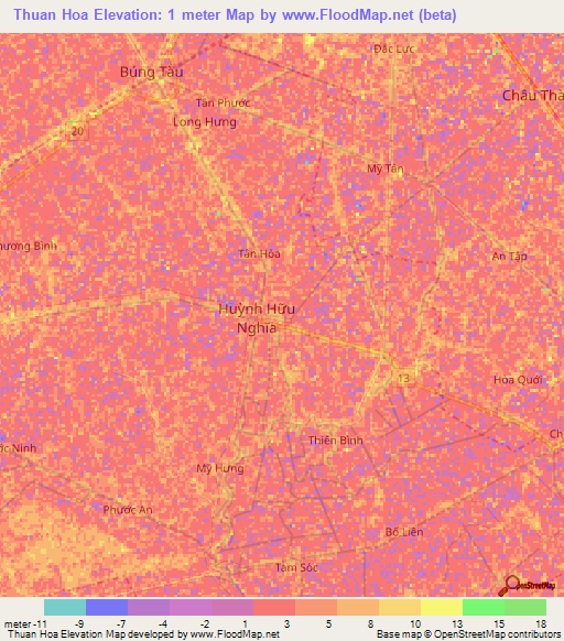 Thuan Hoa,Vietnam Elevation Map