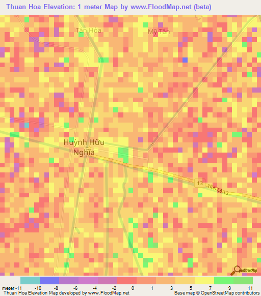 Thuan Hoa,Vietnam Elevation Map