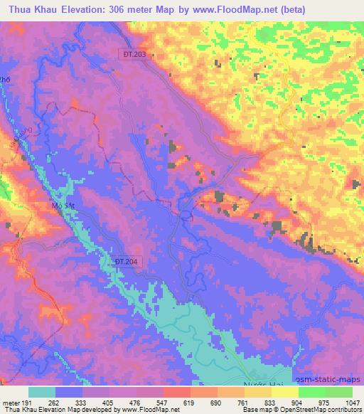 Thua Khau,Vietnam Elevation Map