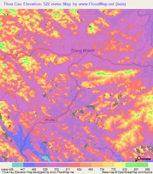 Thua Cau,Vietnam Elevation Map